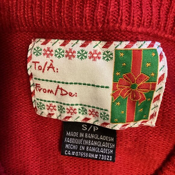 Men's 100% Acrylic Red Christmas Knit Sweater Reindeer's Festive Size S/P - Picture 8 of 9